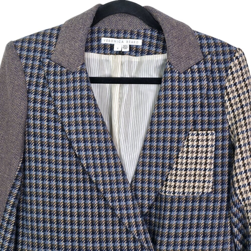 Veronica Beard Faustine Blazer Houndstooth Blue M… - image 6